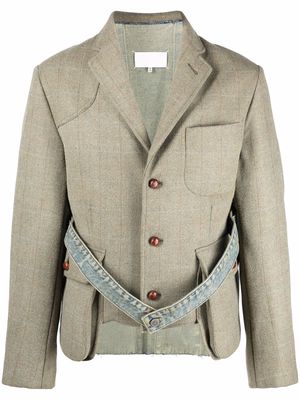 Maison Margiela denim-patchwork blazer - Green