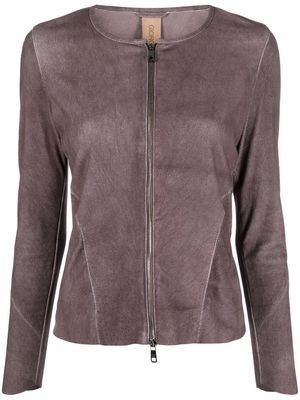 Giorgio Brato washed leather jacket - Purple