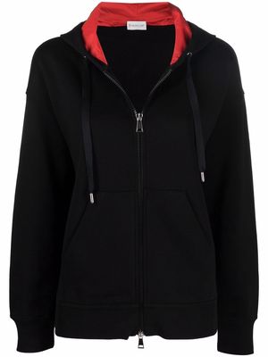 Moncler slogan-print zip-front hoodie - Black