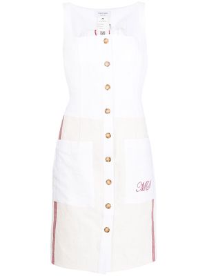 Marine Serre logo-embroidered button-up mini dress - White