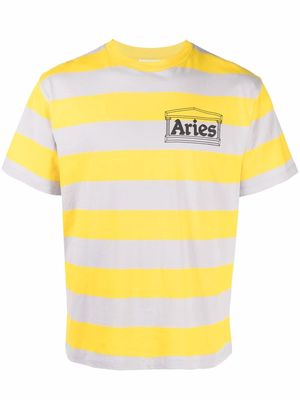 Aries horizontal stripe cotton T-shirt - Purple