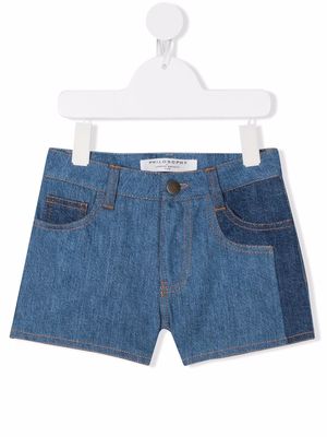 Philosophy Di Lorenzo Serafini Kids patchwork mini denim shorts - Blue