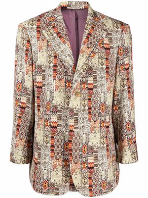 Needles abstract-print single-breasted blazer - Green