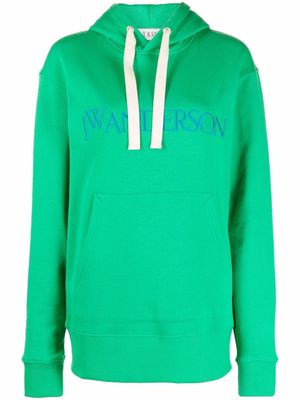 JW Anderson logo-embroidered hoodie - Green