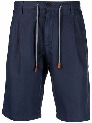 Eleventy striped-belt drawstring waist shorts - Blue