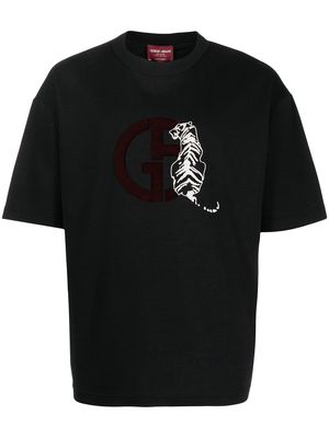 Giorgio Armani embroidered tiger logo T-shirt - Black