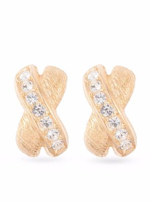Christian Dior 1970s pre-owned crystal-embellished clip-on earrings - Gold