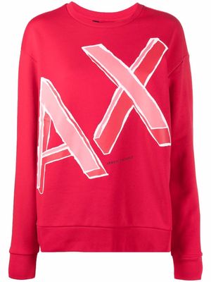 Armani Exchange organic cotton logo-print sweatshirt - Red
