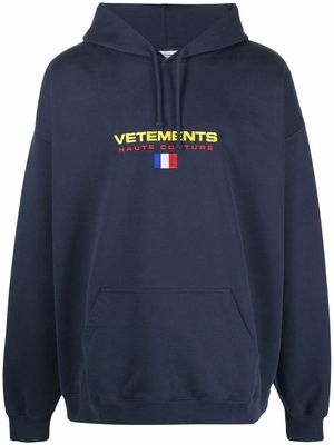 VETEMENTS embroidered logo hoodie - Blue