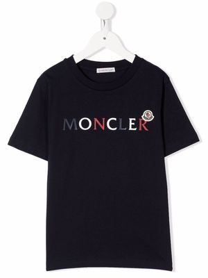 Moncler Enfant logo-print cotton T-shirt - Blue