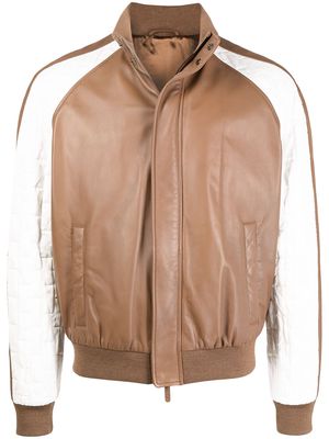 Giorgio Armani quilted-sleeves bomber jacket - Brown