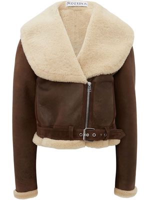 JW Anderson shearling-collar leather jacket - Brown