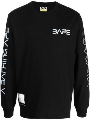 A BATHING APE® logo-print long-sleeve top - Black