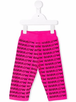 Barrow kids logo intarsia knitted trousers - Pink