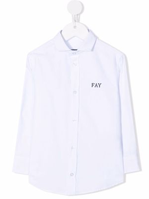 Fay Kids embroidered-logo long-sleeved shirt - White