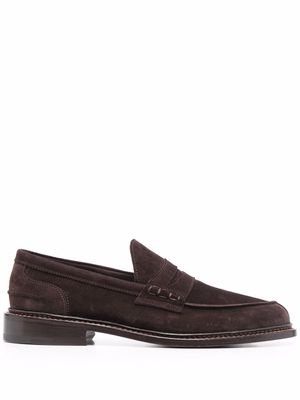 Tricker's almond-toe suede loafers - Brown