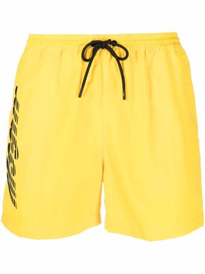 MSGM logo-print drawstring swim shorts - Yellow
