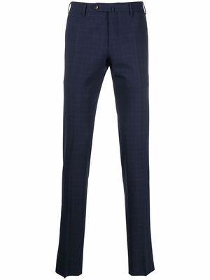 Pt01 check-print slim-fit trousers - Blue