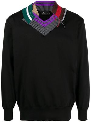 Kolor multi-ribbed neck jumper - Black