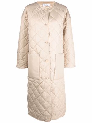Rodebjer quilted two-pocket single-breasted coat - Neutrals