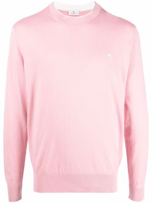 ETRO logo-embroidered crew-neck jumper - Pink