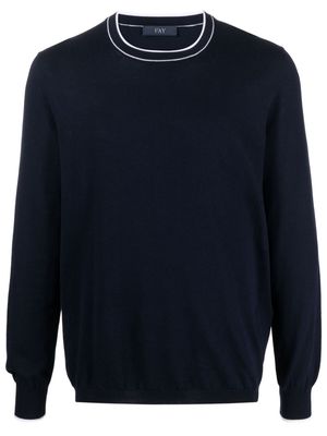 Fay long-sleeve cotton sweatshirt - Blue