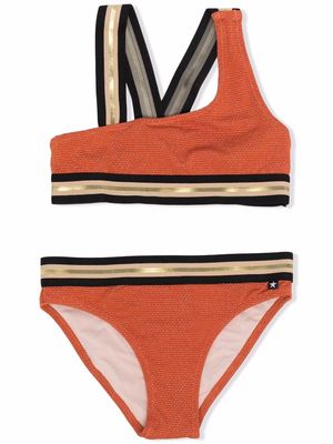 Molo asymmetric stripe-trim bikini - Orange