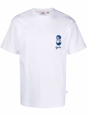 Gcds logo-embroidered cotton T-shirt - White