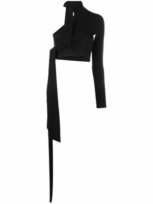 Mugler asymmetric wrap-style top - Black