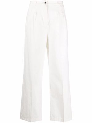 A.P.C. high-waisted wide leg cotton trousers - Neutrals