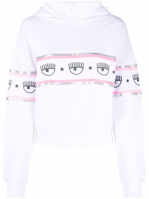 Chiara Ferragni Logomania tape long-sleeve hoodie - White