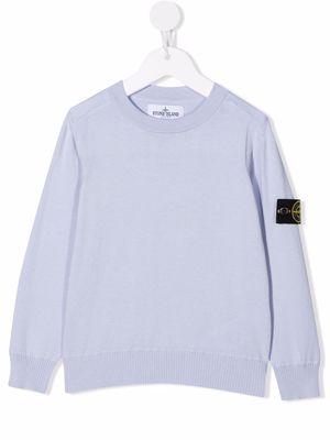 Stone Island Junior logo-patch crew neck sweatshirt - Purple