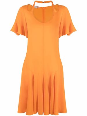 Stella McCartney cut-out V-neck flared dress - Orange