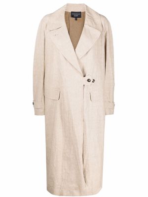 Emporio Armani crinkled linen trench coat - Neutrals