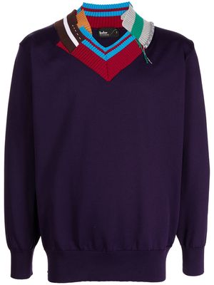 Kolor contrast-collar knit jumper - Purple