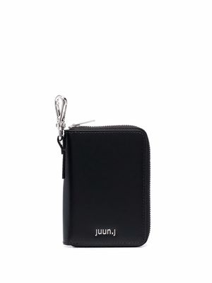 Juun.J logo plaque zip-around wallet - Black