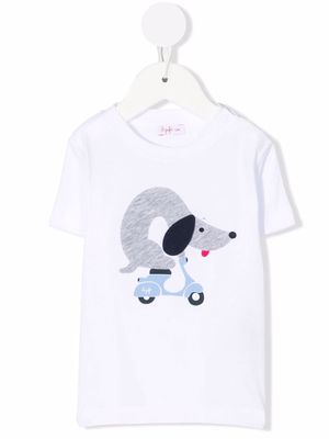 Il Gufo dog-print cotton T-shirt - White