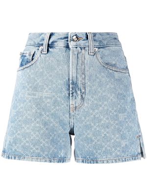 Off-White bleached logo denim shorts - Blue