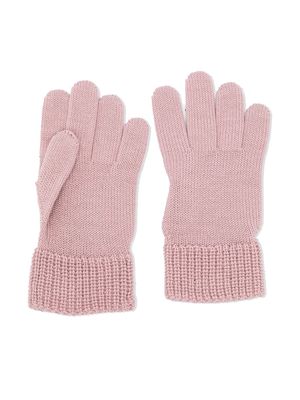 Moncler Enfant logo-patch knitted gloves - Pink