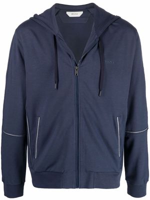 Z Zegna raised-logo detail zip-up hoodie - Blue
