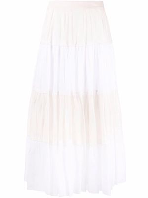 Peserico tiered cotton midi skirt - White