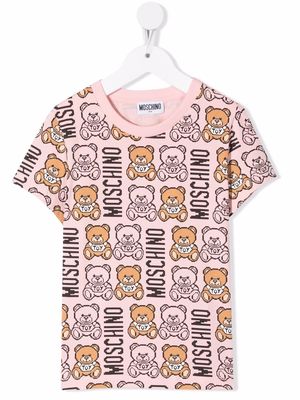 Moschino Kids Teddy Bear-motif cotton T-shirt - Pink