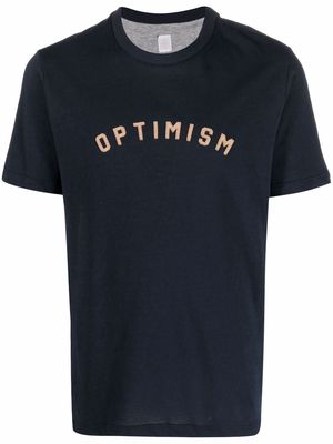 Eleventy Optimism slogan print T-shirt - Blue