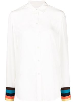 PAUL SMITH striped-cuff silk shirt - White