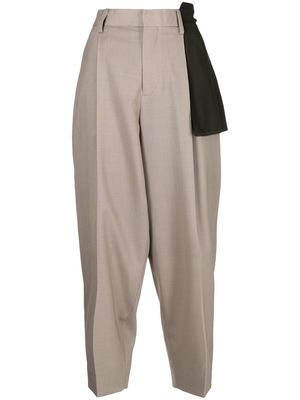 Kolor panelled cropped trousers - Brown