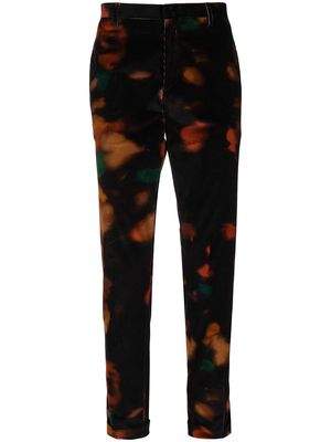 PAUL SMITH abstract-print corduroy slim-fit trousers - Black