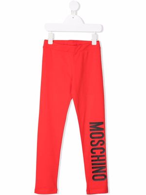 Moschino Kids leg-logo straight trousers - Red