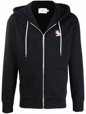 Maison Kitsuné logo-patch zip-up hoodie - Black