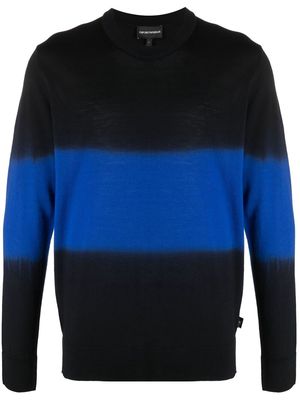 Emporio Armani stripe-print knit jumper - Black