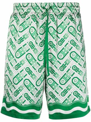 Casablanca monogram silk track shorts - Green